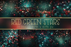 Red green Christmas bokeh star background digital papers Product Image 1