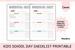 Editable Kids School Day Checklist Canva Template Product Image 1