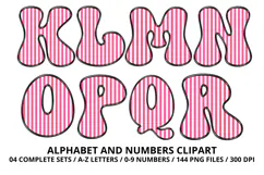 Stripes Alphabet Letters & Numbers Clipart PNG 300DI Product Image 3