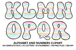 Watercolor Stripes Doodle Alphabet PNG Retro Letters 300 DPI Product Image 3