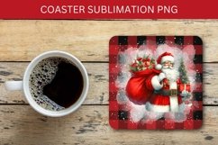square coaster - santa claus carrying christmas gifts Product Image 1
