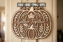 Gather Together SVG, Pumpkin Fall Door Hanger SVG Product Image 1