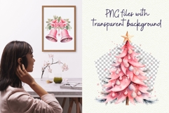 Pink Christmas Clipart Coquette Christmas Watercolor Product Image 4