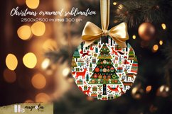 Christmas tree, round ornament sublimation design, folk art Product Image 1