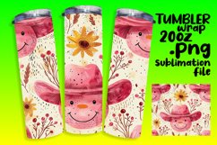 Smiling Flower Pattern Tumbler Wrap PNG 20oz Product Image 1