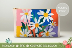 Pop Art Flowers Cosmetic Bag, Floral Cosmetic Bag Design Product Image 1
