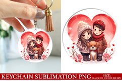 Dog Valentine&#039;s Day Keychain Sublimation PNG Design Product Image 1