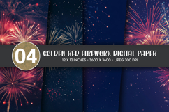 Golden Red Firework Digital Paper Product Image 1