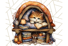 Autumn Library Clipart PNG, Cozy Fall Book Art Product Image 5
