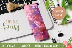 Pink Flowers Bookmark PNG, Floral Bookmark Printable Product Image 1
