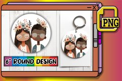 Colorful Boho Kids Keychain Print Art PNG Round Product Image 1