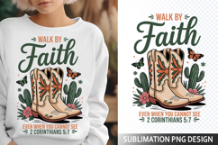 Walk by Faith Sublimation Design - Christian PNG Product Image 1