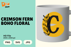 Crimson Fern Boho Floral Monogram Product Image 1