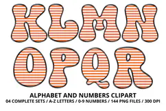 Stripes Alphabet Letters & Numbers Clipart PNG 300DI Product Image 3