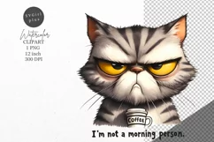 Cat clipart, Funny cat clipart, I'm not a morning person Product Image 1