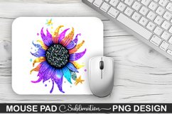 Magical Purple Cyan Sunflower Sublimation Mouse Pad Design Product Image 1