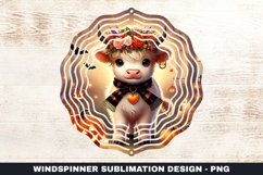 Halloween Highland Cow Wind Spinner Sublimation Design Product Image 1