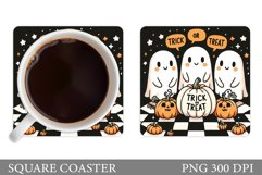 Cute Ghost Coaster Design. Halloween Coaster Sublimation Product Image 1