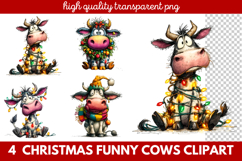Funny Christmas Cows Clipart | Cute Holiday Farm Animal Product Image 1