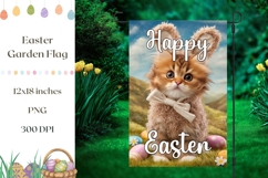 Easter Cat Garden Flag , Easter Garden Flag Template Product Image 1