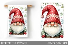 Christmas Kitchen Towel. Christmas Gnome Kitchen Towel Product Image 1