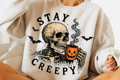 Stay Creepy PNG, Retro Dripping Heart Halloween PNG, Spooky Product Image 3