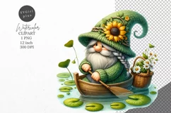 Gnome clipart, Gnome with sunflowers clipart, Summer clipart Product Image 1