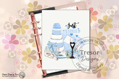 Blue Just Married Wedding PNG Bride Clipart Design Product Image 9