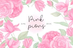 Watercolor pions wedding flowers clipart Product Image 1