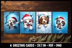 Dogs peeking out of a cracked ice I Greeting Cards Product Image 1