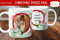 Cute Christmas photo mug wrap PNG, Hot cocoa mug template Product Image 2