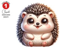 Cute Baby Hedgehog Clipart, Animals Clipart Sublimation Product Image 1