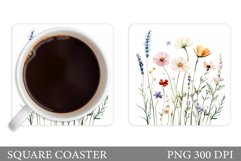 Wildflowers Coaster Design. Flowers Square Coaster Product Image 1