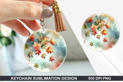 Flower Keychain Sublimation - Autumn Keychain PNG Design Product Image 1