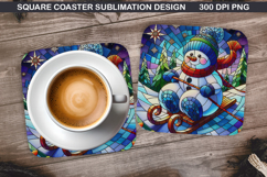 Snowman Coaster Sublimation, Christmas Coaster PNG Design Product Image 1