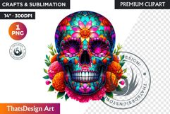 Floral Sugar Skull Day of the Dead Clipart, dia de muertos Product Image 1