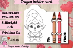 Valentine's cute Gnome with heart Crayon Holder Card svg Product Image 1