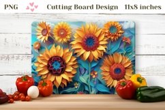 3D Sunflowers Cutting Board, Paper Flowers Sublimation Product Image 1