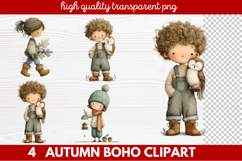 Autumn Boho Clipart | Fall Bohemian Aesthetic PNG Illustrati Product Image 1