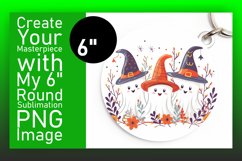 Cute Halloween Circle Round Design Watercolor Ghosts PNG Product Image 1