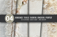 Vintage tulle floral digital paper Product Image 1