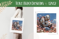 Floral Illustration, Knight Tote Bag Design, Rabbit PNG Product Image 1