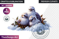 Birds Watercolor Winter Animal Clipart Arctic Wildlife PNG Product Image 1