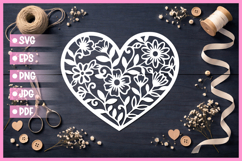16 Paper Cut Floral Heart , Paper Cut Heart SVG Product Image 6