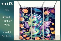 Sublimation Tumbler Wrap Cute Dragon | 20 oz Tumbler Design Product Image 1