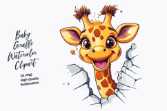 Baby giraffe watercolor clipart PNG Product Image 1