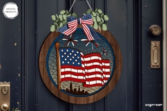 American Flag Door Sign Laser Cut | 4th of July | SVG Product Image 1