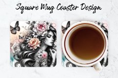 Girl with Roses Mug coaster | Coaster | Sublimation Product Image 1