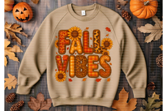 Fall Vibes Clipart Retro Bubble Letters with Fabric Texture Product Image 2