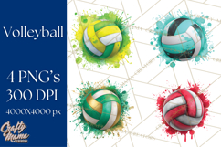 Volleyball Clipart PNG with Team Color Paint Splash Design Product Image 1